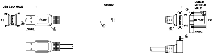 usb3 A/M to micro B/M right angle